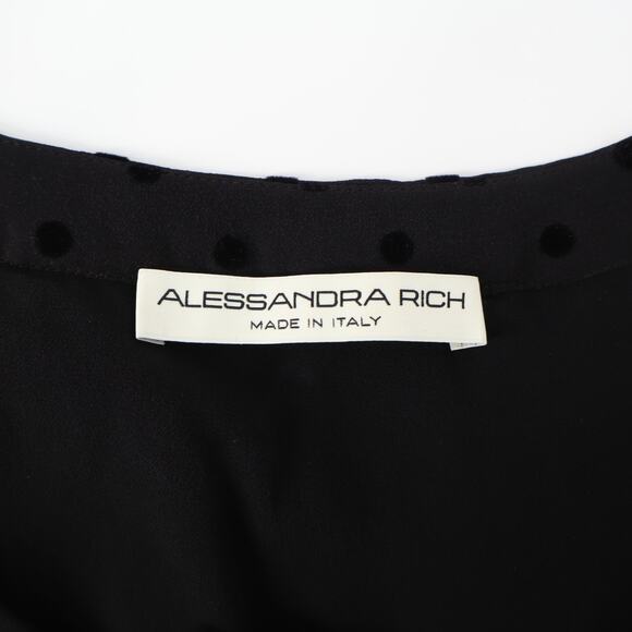 Alessandra Rich Women's Silk/Lace Polka Dot Midi Dress Black Sz 38 US Sz 2 - Picture 7 of 11